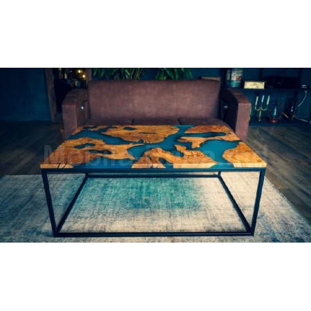 Журнальный столик из дерева и эпоксидной смолы А-19